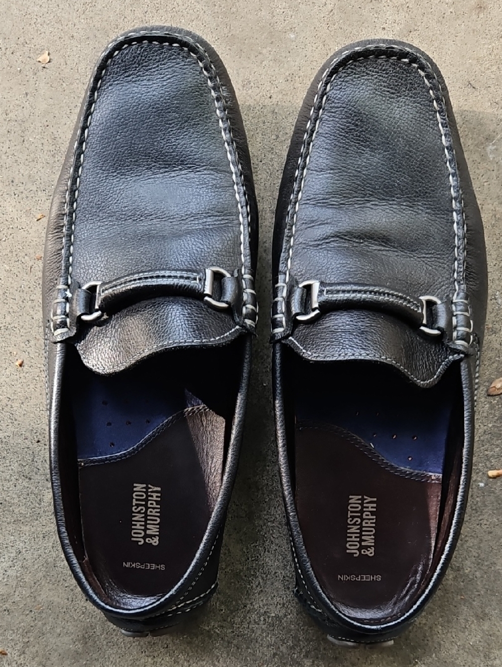 Johnston & Murphy Black Leather Bit Slip-On Loafers